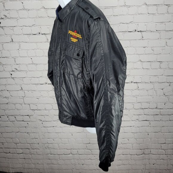 VTG Pennzoil Penske Racing Black Insulated Zip Bomber Puffer Jacket Medium M - Picture 15 of 16